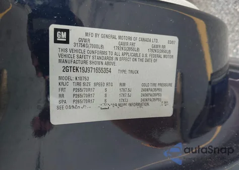 2007 GMC Sierra 1500 Sle1 z USA, uszkodzony, nr VIN 2GTEK19J971655354